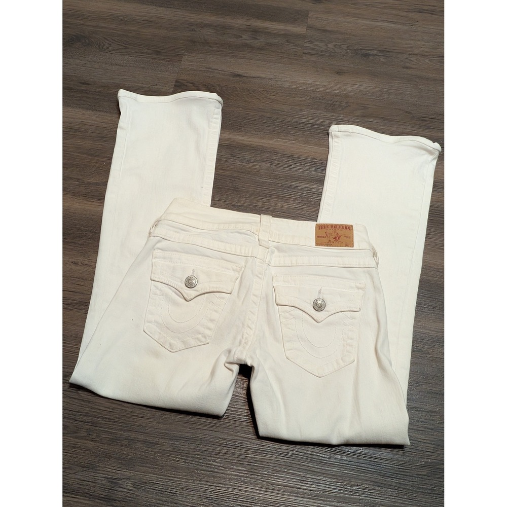 True Religion Becky White Low Rise Bootcut Denim Jeans Size 27 Made in USA